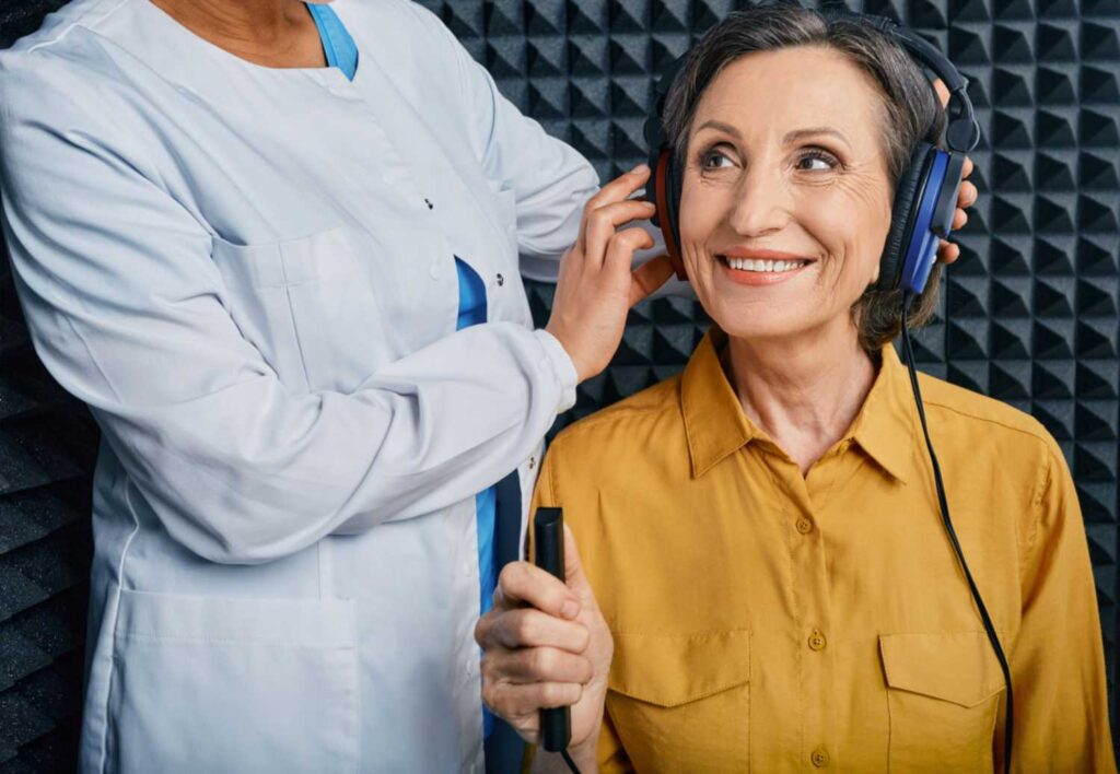 getting a hearing test assisted by a clinician in Castle Rock, CO